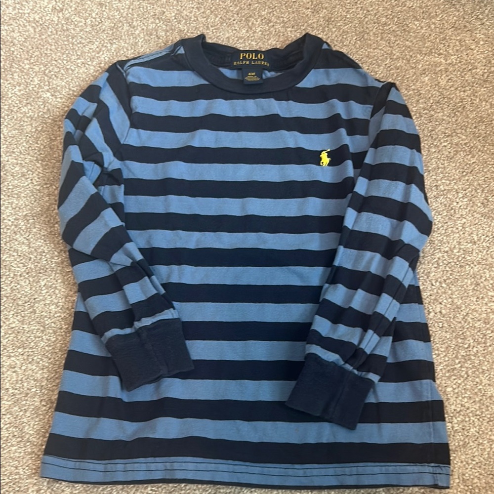 Polo by Ralph Lauren Kids Navy and Blue Striped Long Sleeve Tee